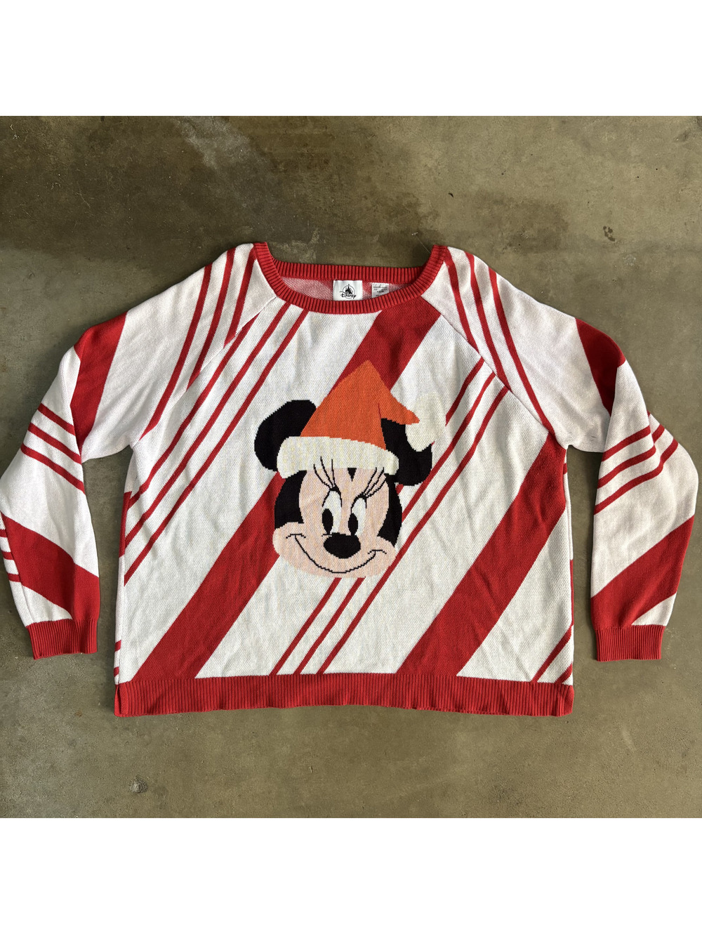 Disney Minnie Mouse Christmas Sweater Women Sz XL Red White